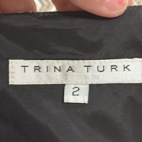 (N5) Trina Turk Taylor Metallic Floral Print Mini Dress,Black Gold Cocktail Sz 2 - Picture 16 of 16